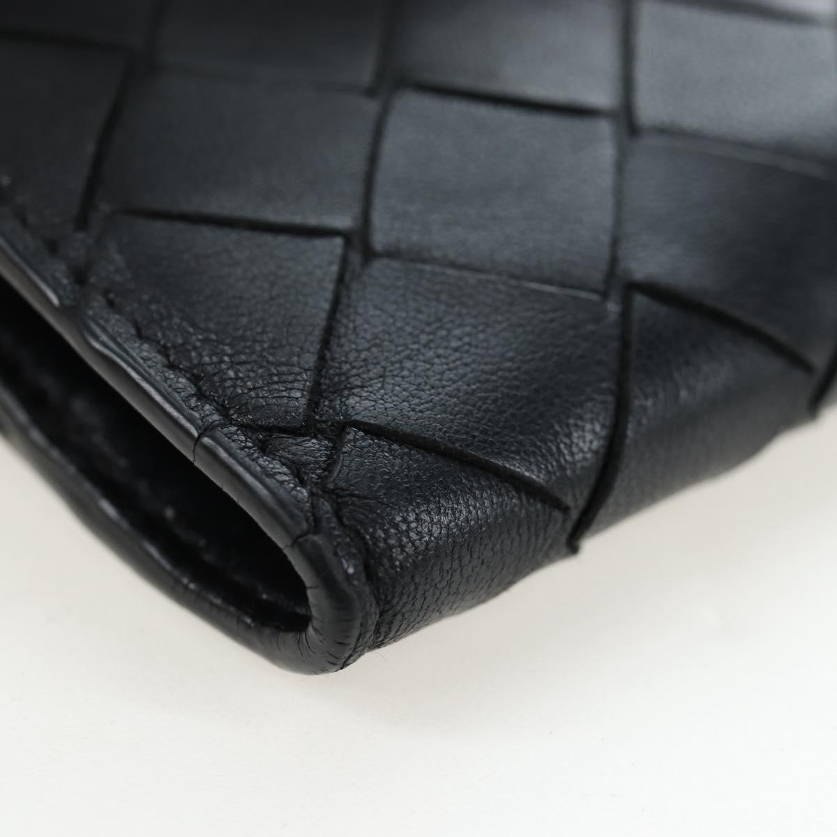 BOTTEGA VENETA INTRECCIATO Bifold Wallet Leather Black Gold Auth am12190V