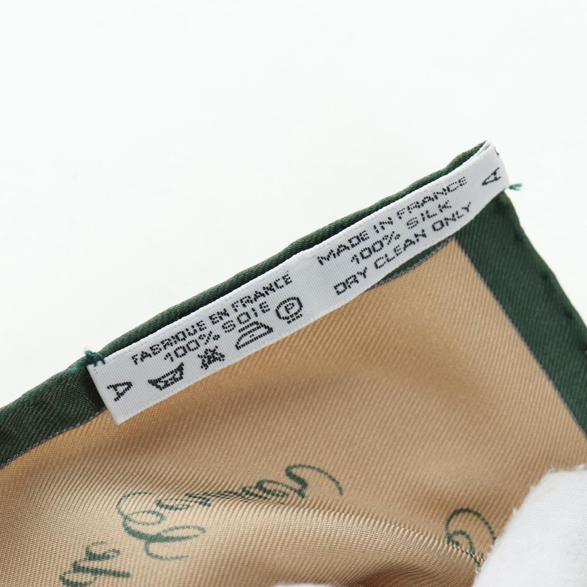 HERMES Carre 90 Scarf Silk Beige Green Auth am12194M
