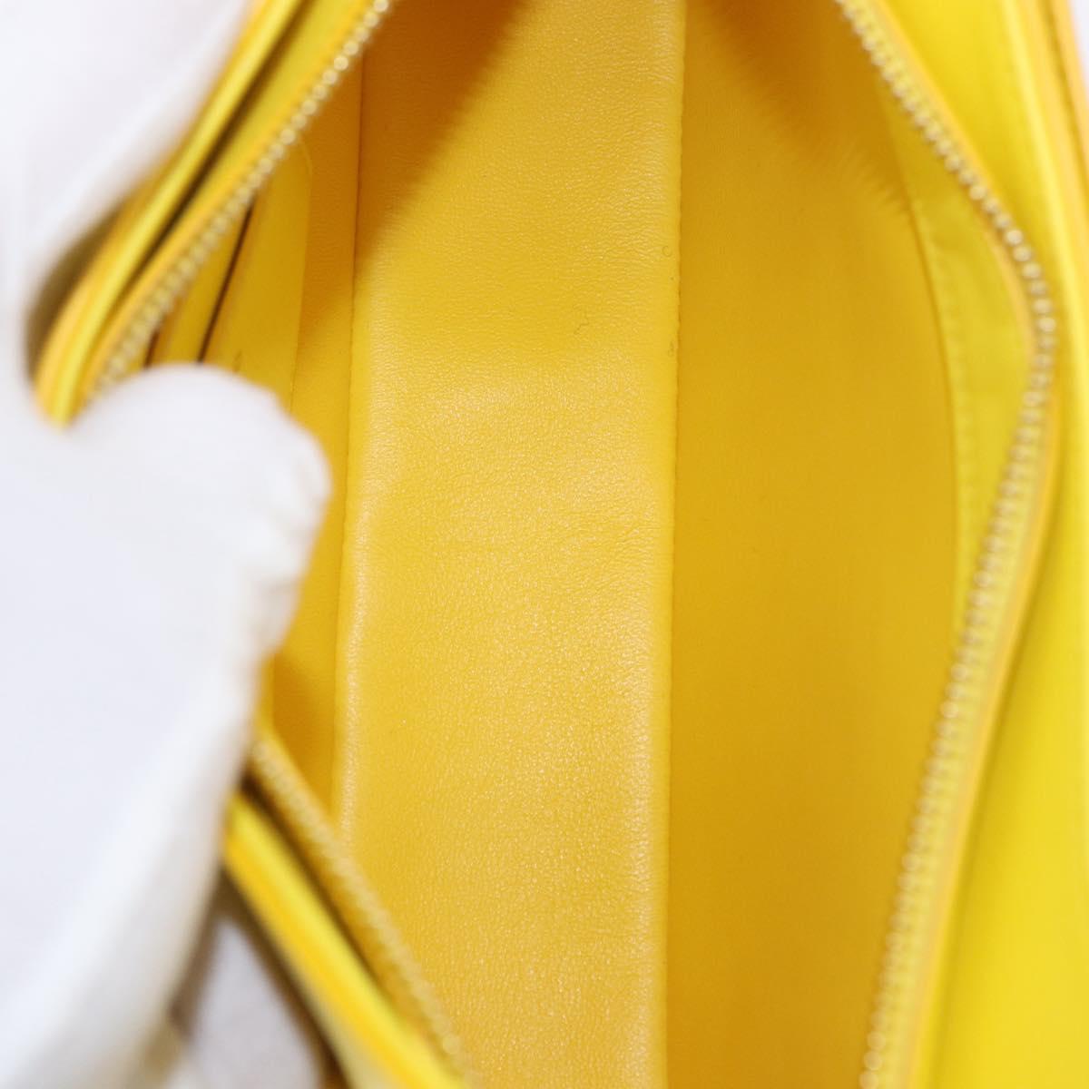 Salvatore Ferragamo Gancini Hand Bag Patent leather Yellow Gold Auth am12197M