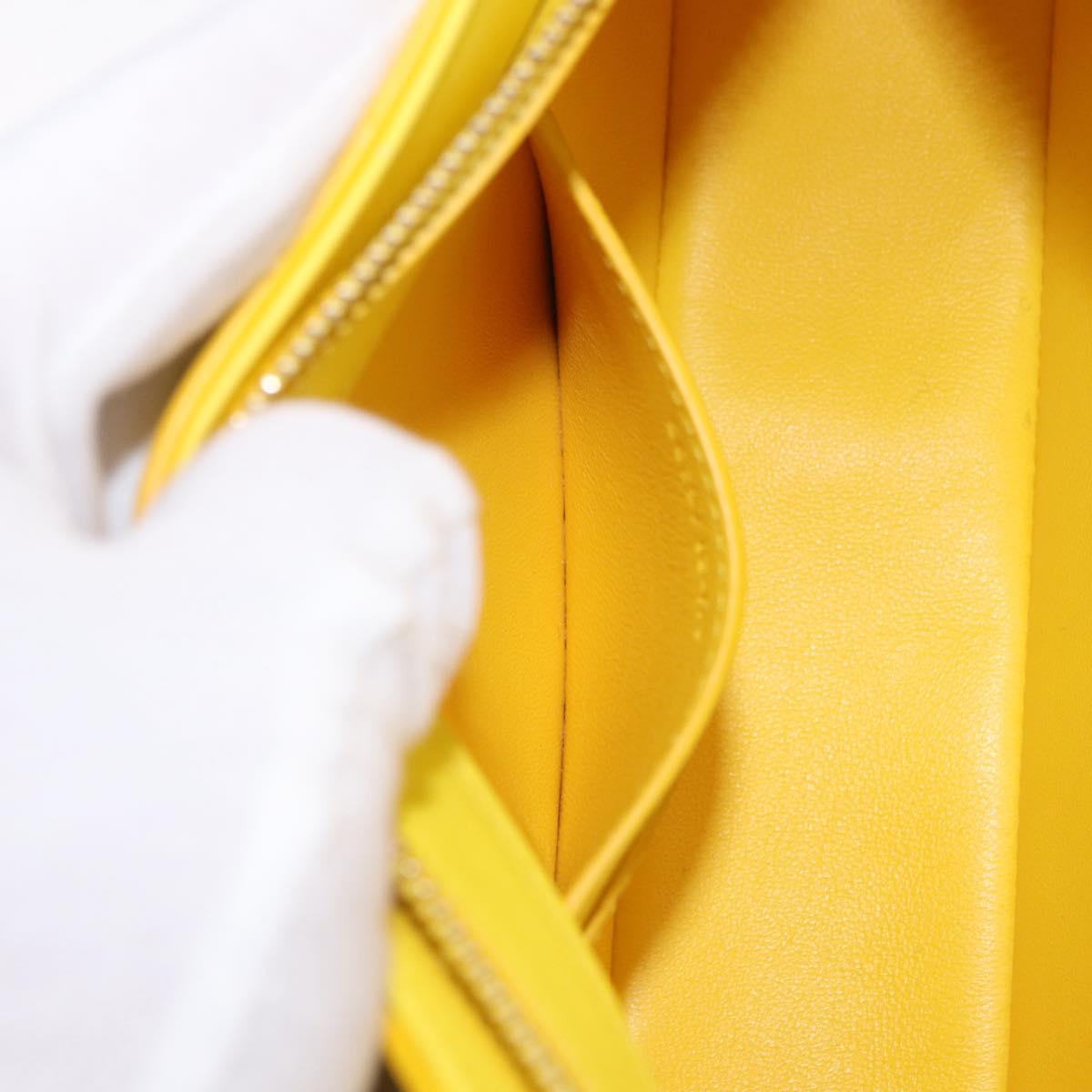 Salvatore Ferragamo Gancini Hand Bag Patent leather Yellow Gold Auth am12197M