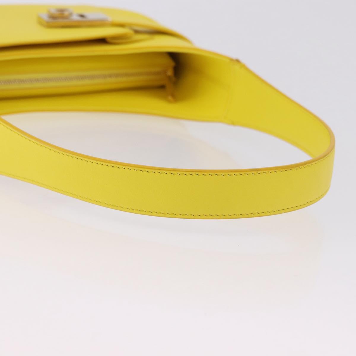 Salvatore Ferragamo Gancini Hand Bag Patent leather Yellow Gold Auth am12197M
