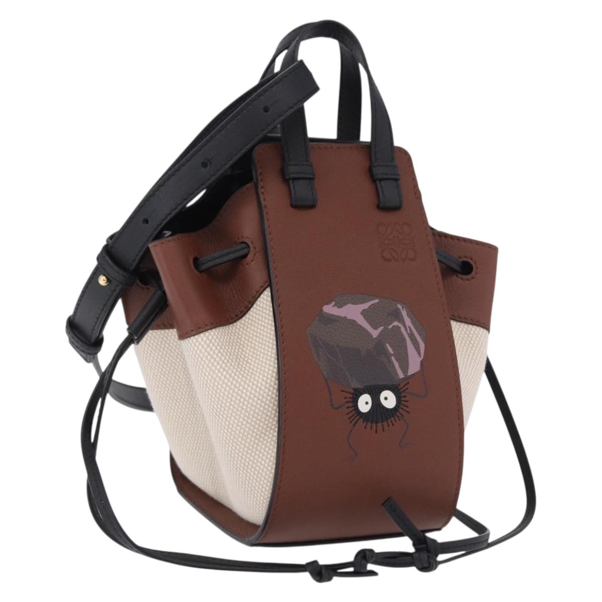 LOEWE Studio Ghibli Hammock Drawstring Mini Bag Canvas 2way Brown Auth am12202SM