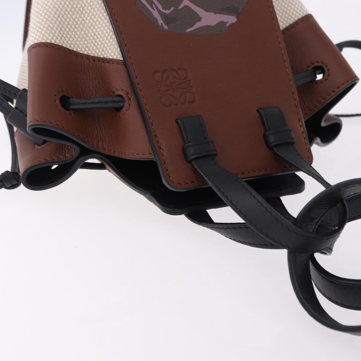 LOEWE Studio Ghibli Hammock Drawstring Mini Bag Canvas 2way Brown Auth am12202SM