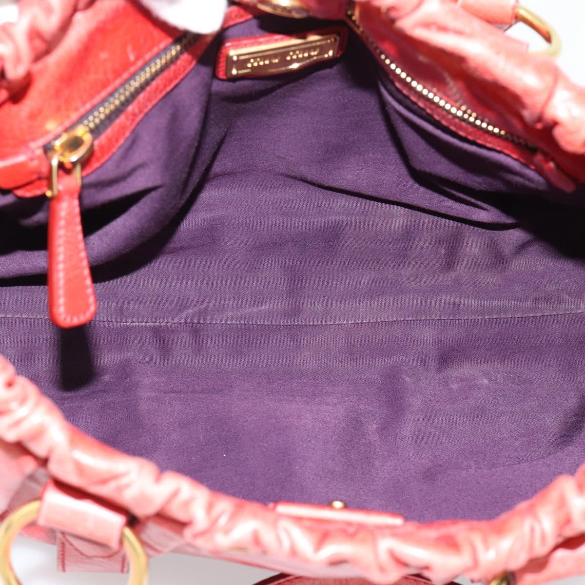 Miu Miu Side Ribbon Hand Bag Leather 2way Orange Gold Auth am12203V