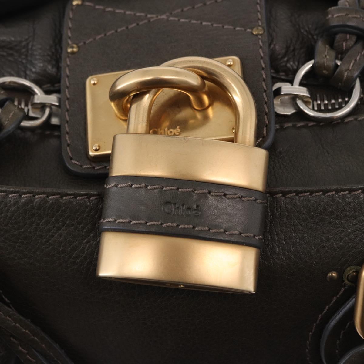 Chloe Paddington Hand Bag Leather Khaki Silver gold Auth am12204V