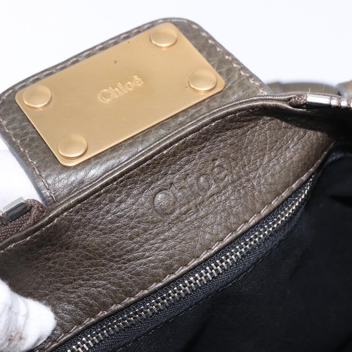 Chloe Paddington Hand Bag Leather Khaki Silver gold Auth am12204V
