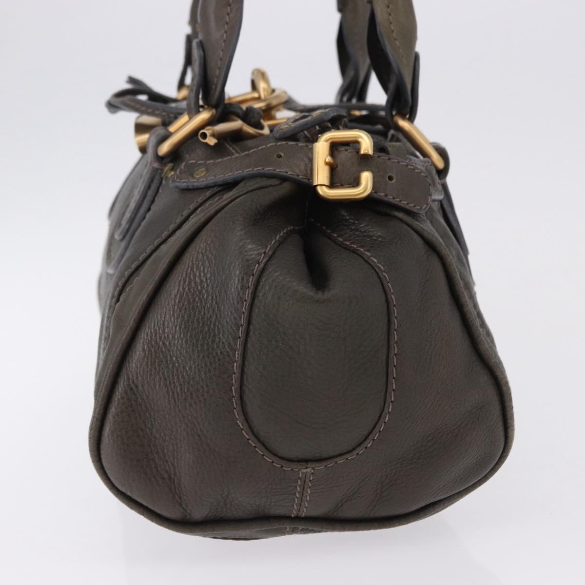 Chloe Paddington Hand Bag Leather Khaki Silver gold Auth am12204V