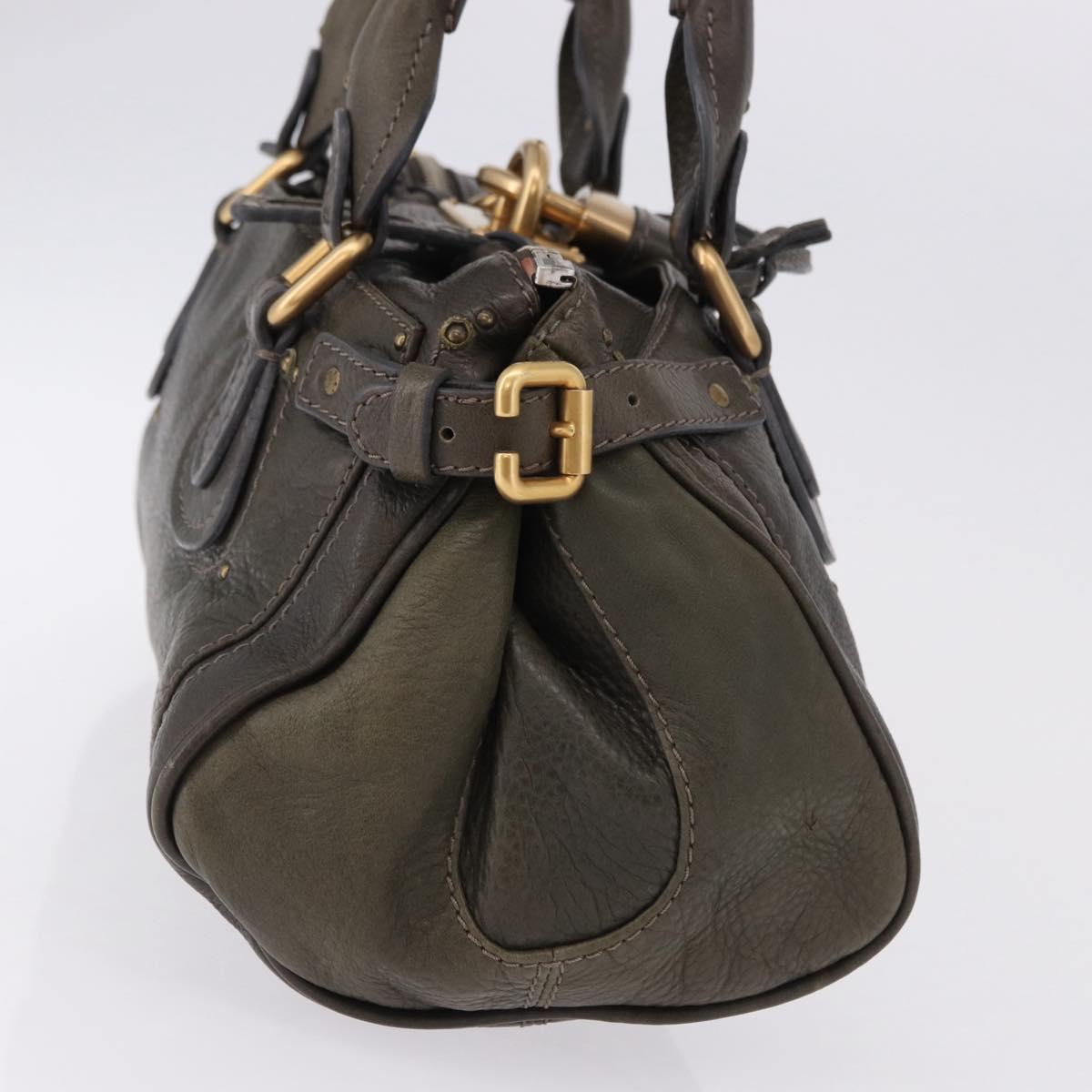 Chloe Paddington Hand Bag Leather Khaki Silver gold Auth am12204V