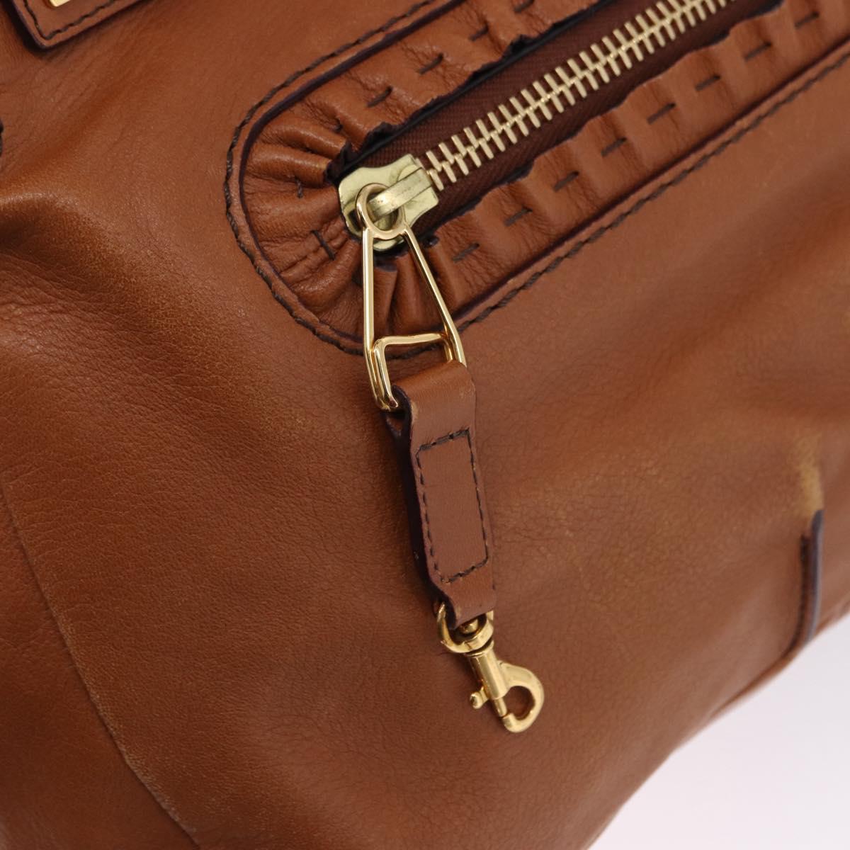 Chloe Margaret Hand Bag Leather 2way Brown Gold Auth am12208A