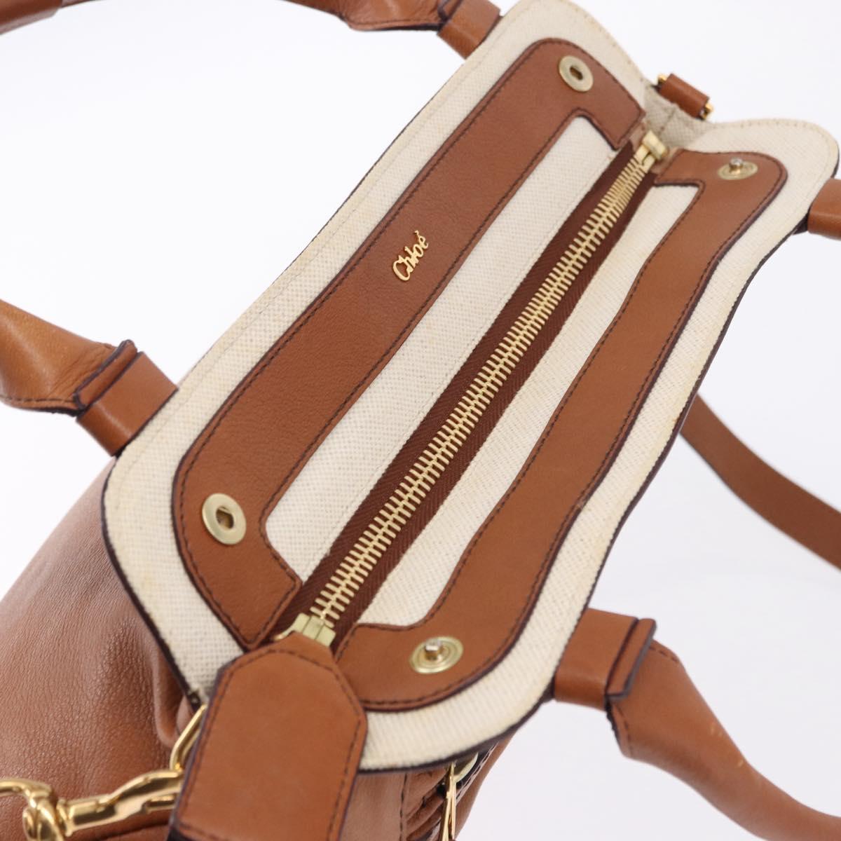 Chloe Margaret Hand Bag Leather 2way Brown Gold Auth am12208A