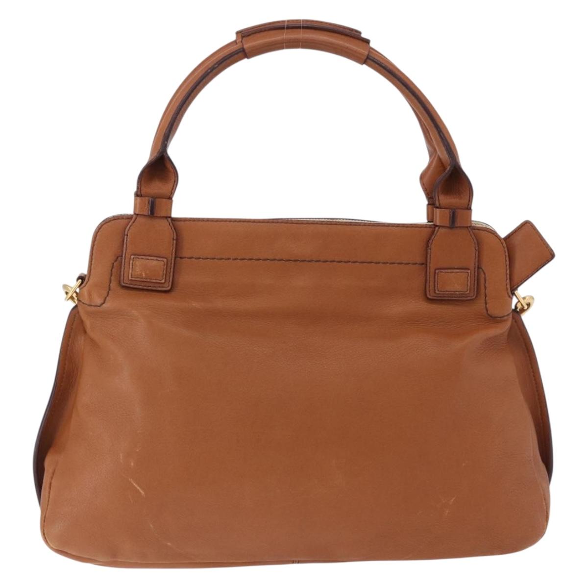 Chloe Margaret Hand Bag Leather 2way Brown Gold Auth am12208A