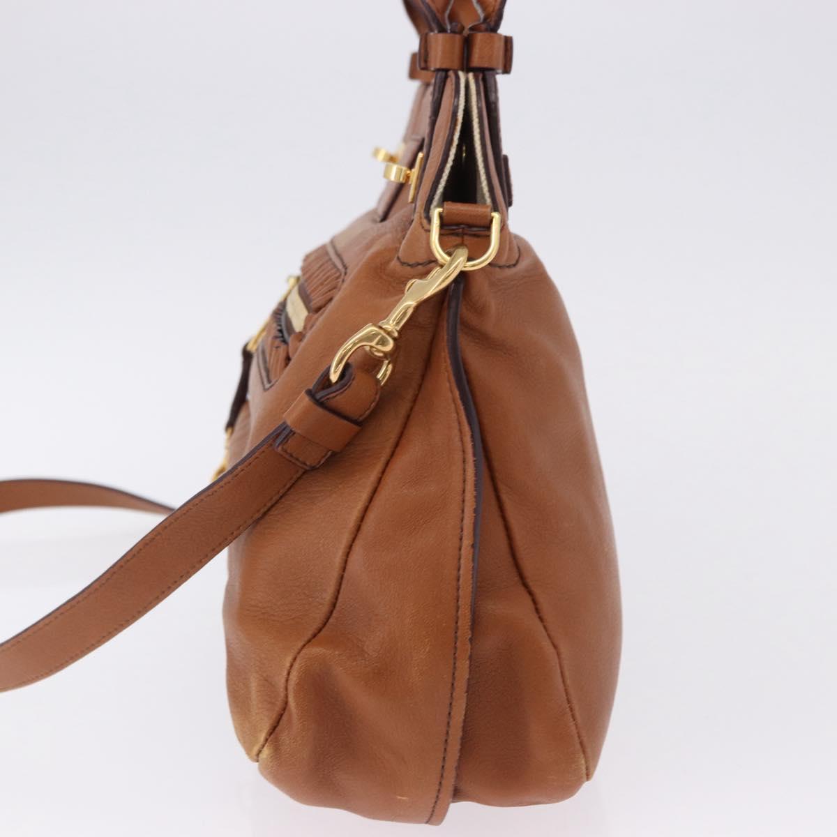Chloe Margaret Hand Bag Leather 2way Brown Gold Auth am12208A