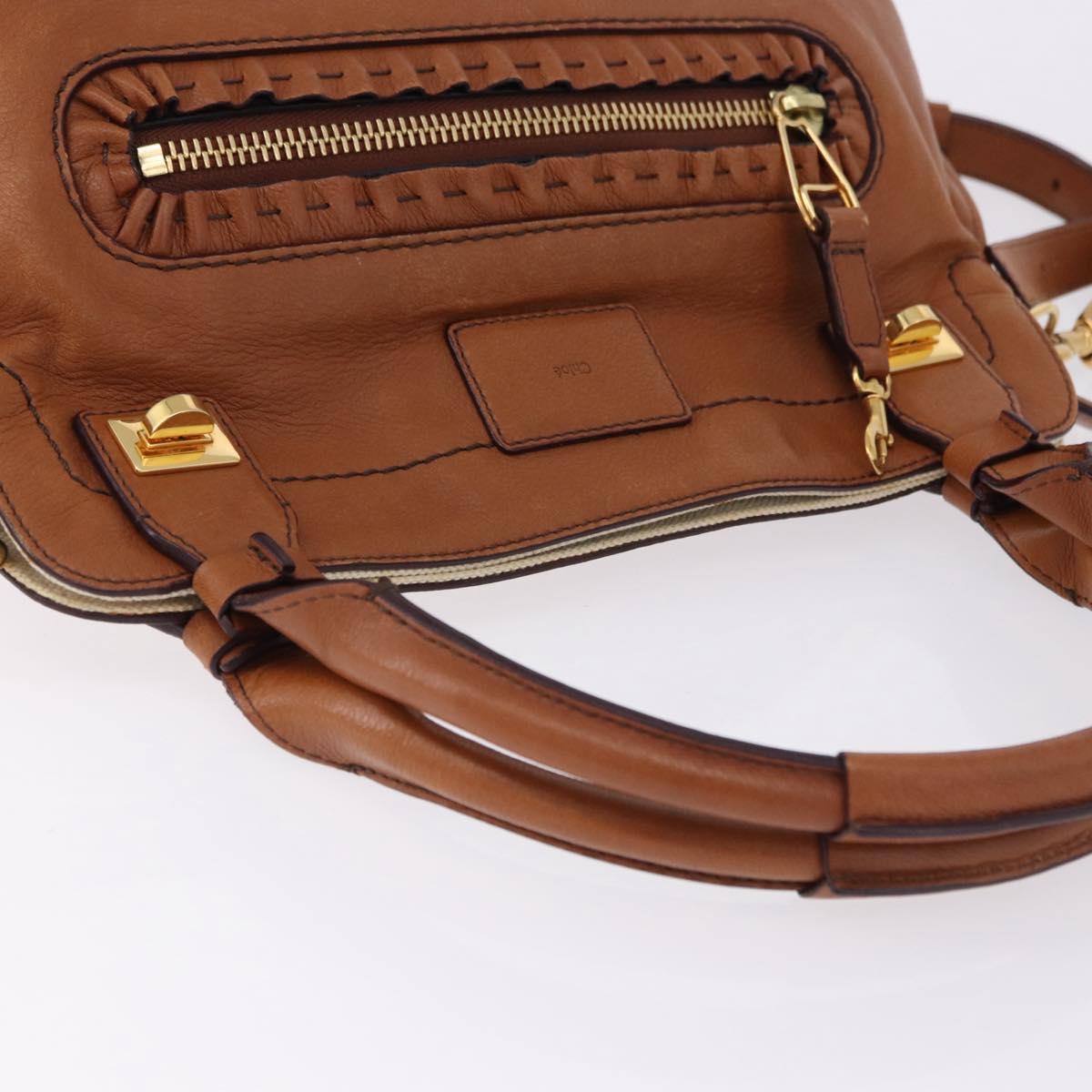 Chloe Margaret Hand Bag Leather 2way Brown Gold Auth am12208A