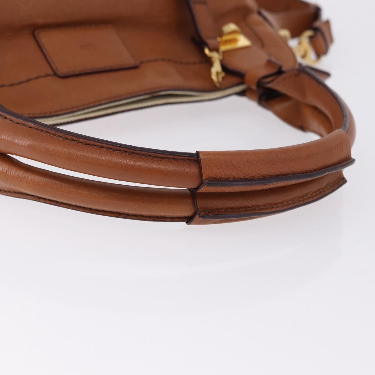 Chloe Margaret Hand Bag Leather 2way Brown Gold Auth am12208A