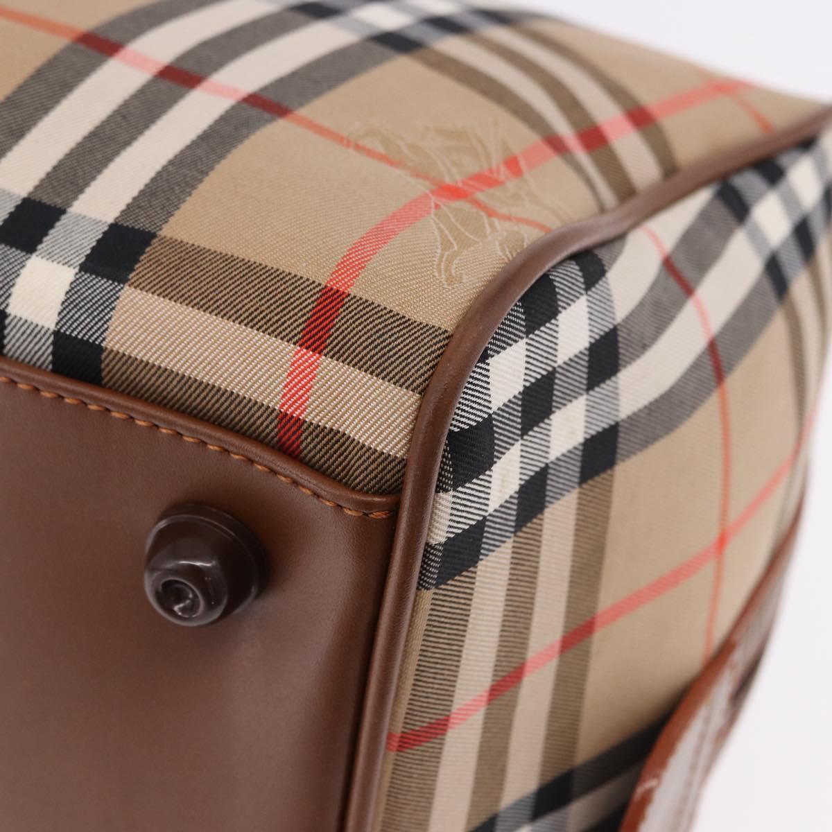 BURBERRY Nova Check Boston Bag Canvas Beige Gold Auth am12209V