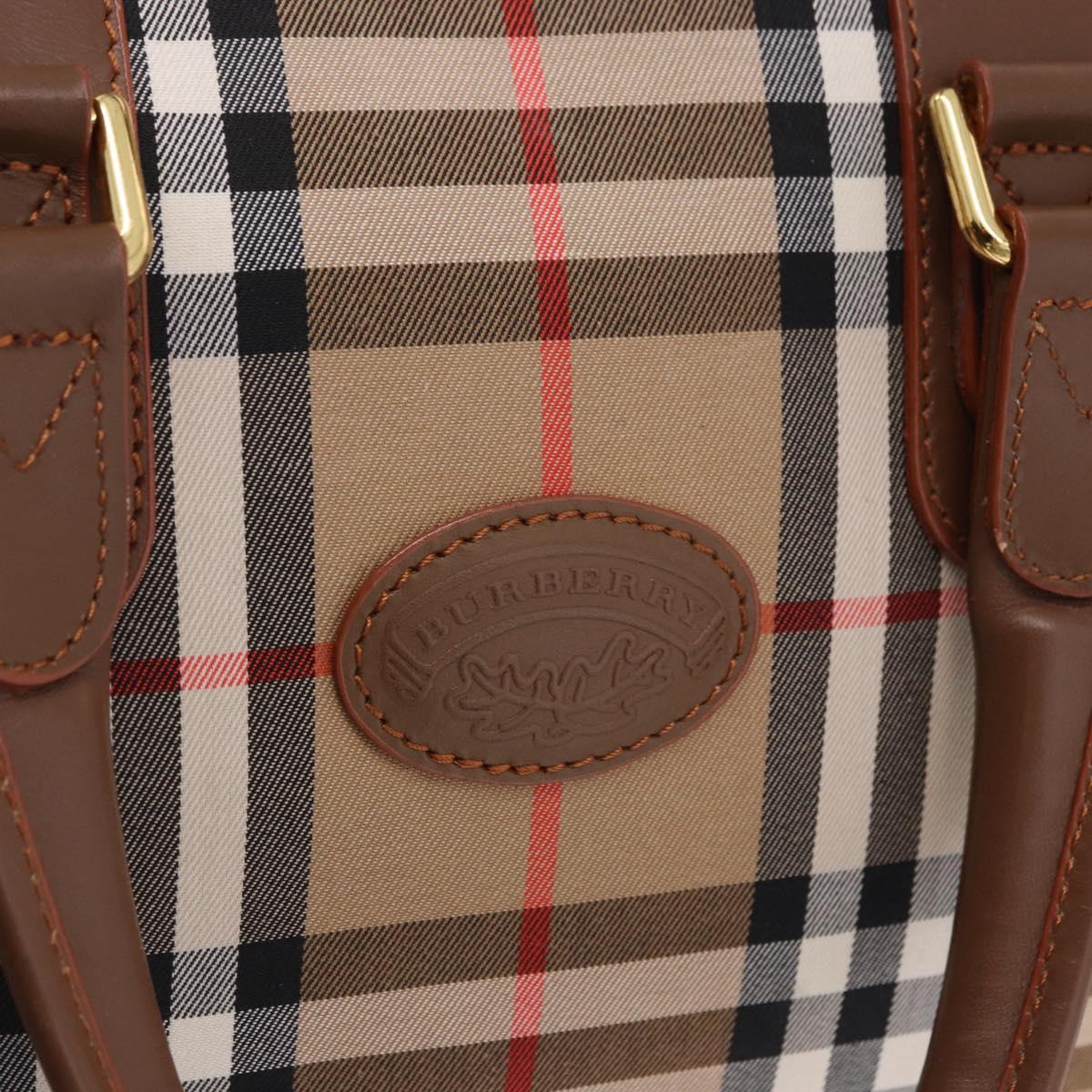 BURBERRY Nova Check Boston Bag Canvas Beige Gold Auth am12209V