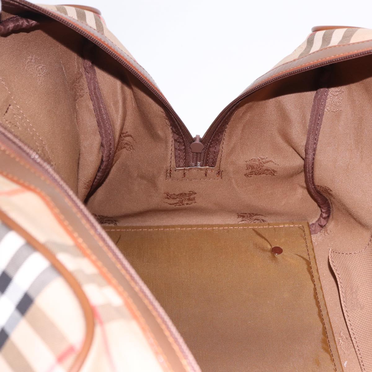 BURBERRY Nova Check Boston Bag Canvas Beige Gold Auth am12209V