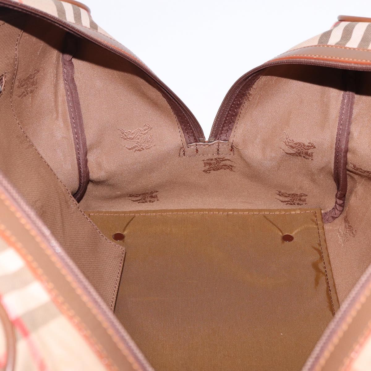 BURBERRY Nova Check Boston Bag Canvas Beige Gold Auth am12209V