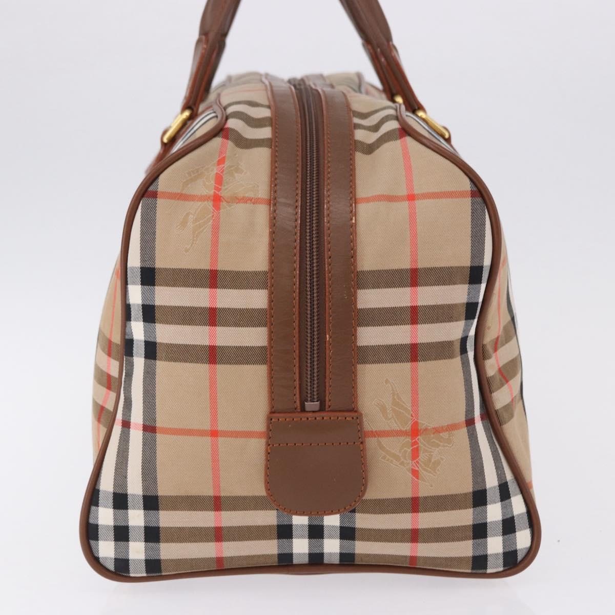 BURBERRY Nova Check Boston Bag Canvas Beige Gold Auth am12209V