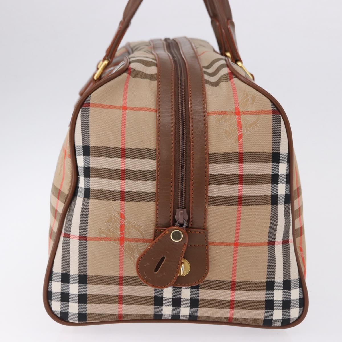 BURBERRY Nova Check Boston Bag Canvas Beige Gold Auth am12209V