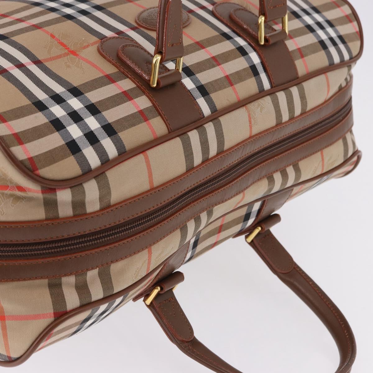 BURBERRY Nova Check Boston Bag Canvas Beige Gold Auth am12209V