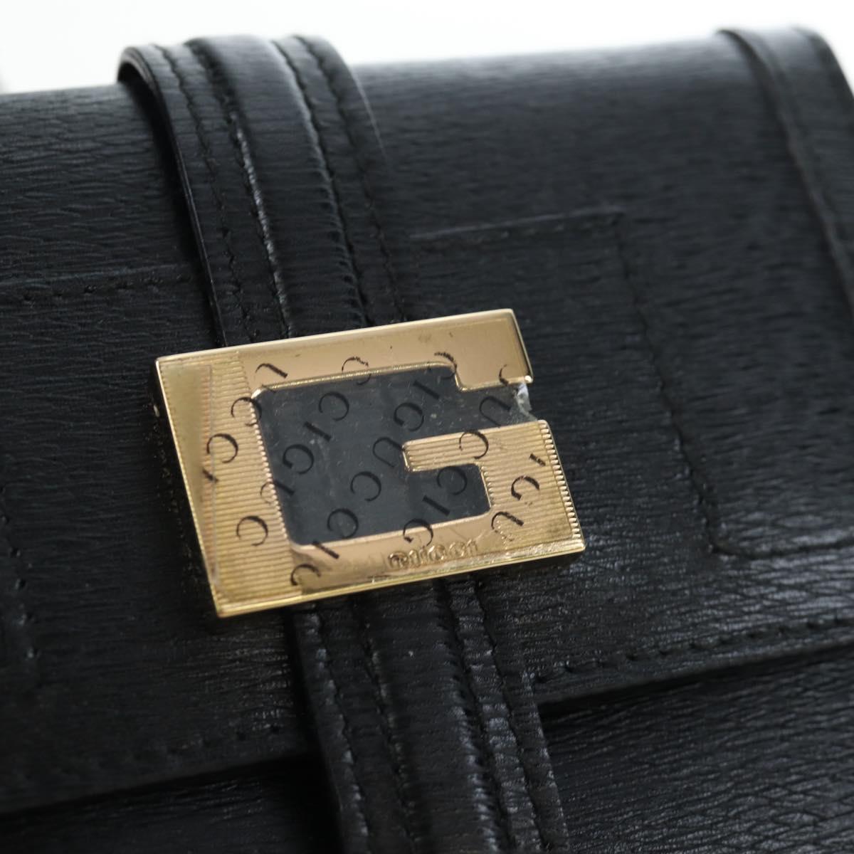 GUCCI G Trifold Wallet Leather Black Auth am12210V