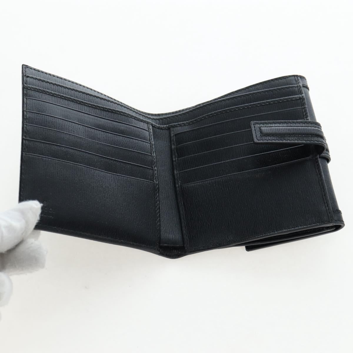 GUCCI G Trifold Wallet Leather Black Auth am12210V