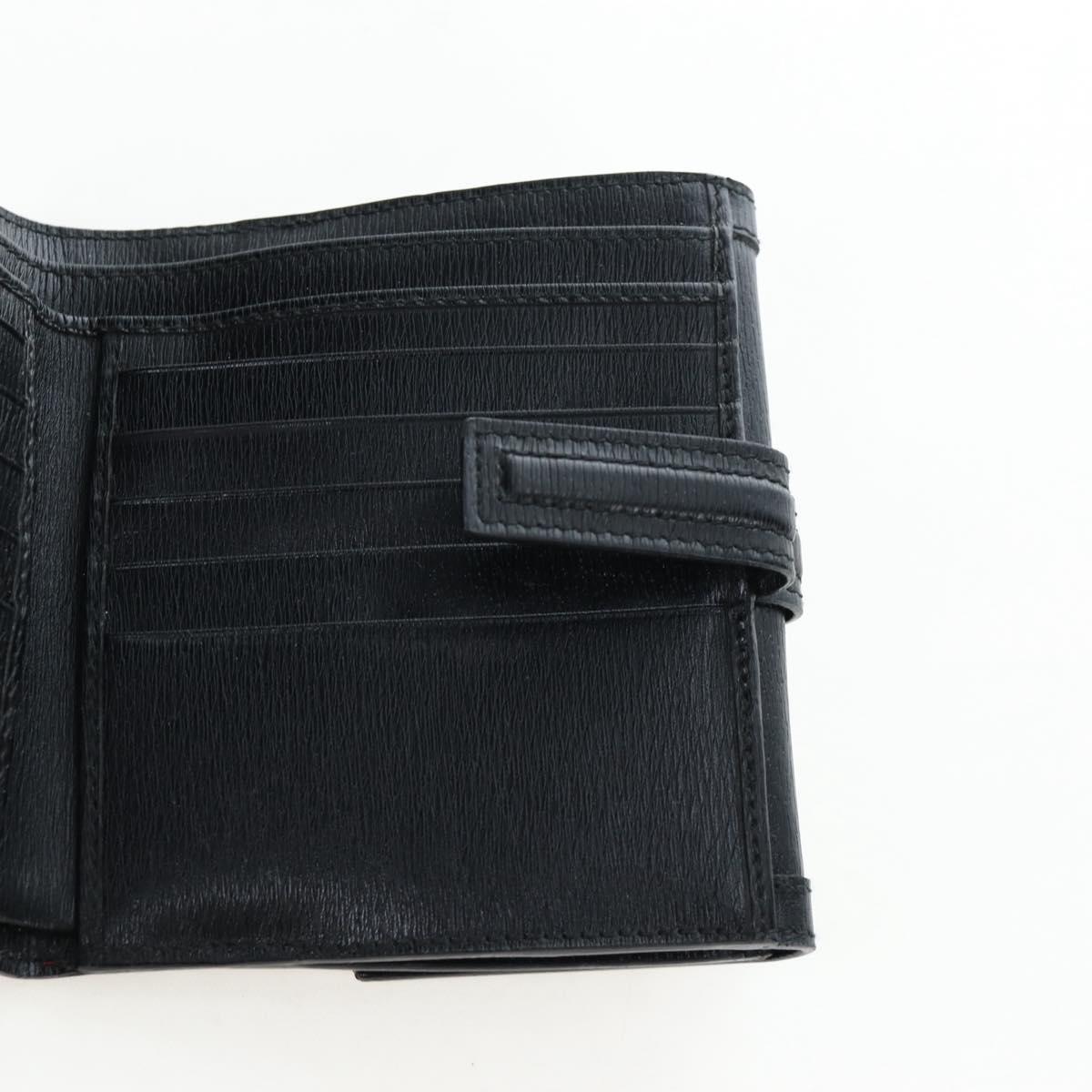 GUCCI G Trifold Wallet Leather Black Auth am12210V