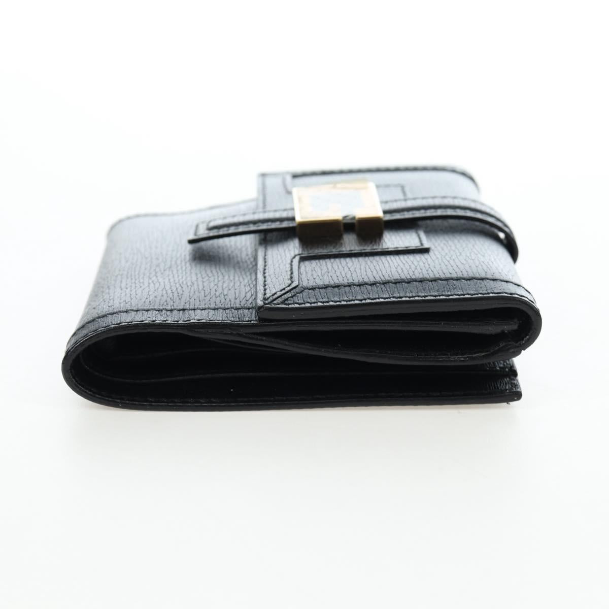 GUCCI G Trifold Wallet Leather Black Auth am12210V