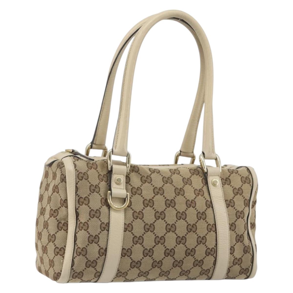 GUCCI GG Canvas Hand Bag Beige Gold 130942 Auth am12212V