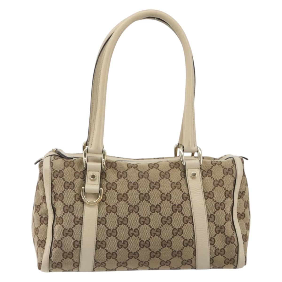 GUCCI GG Canvas Hand Bag Beige Gold 130942 Auth am12212V