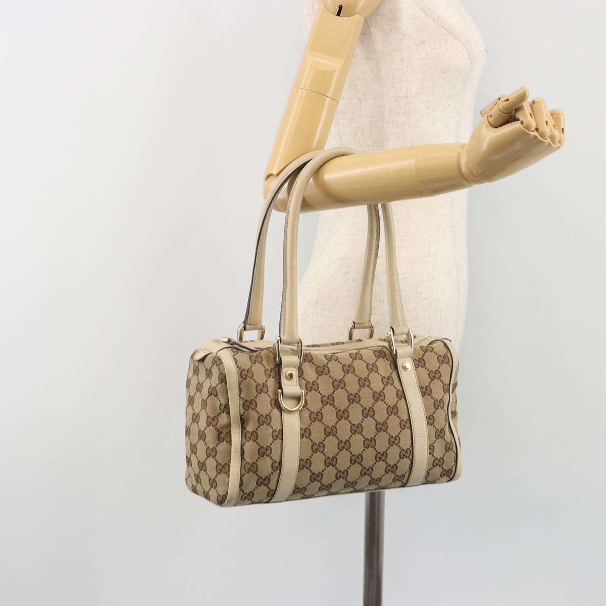 GUCCI GG Canvas Hand Bag Beige Gold 130942 Auth am12212V
