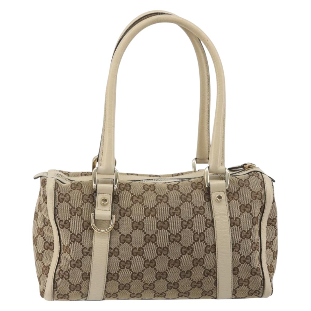 GUCCI GG Canvas Hand Bag Beige Gold 130942 Auth am12212V