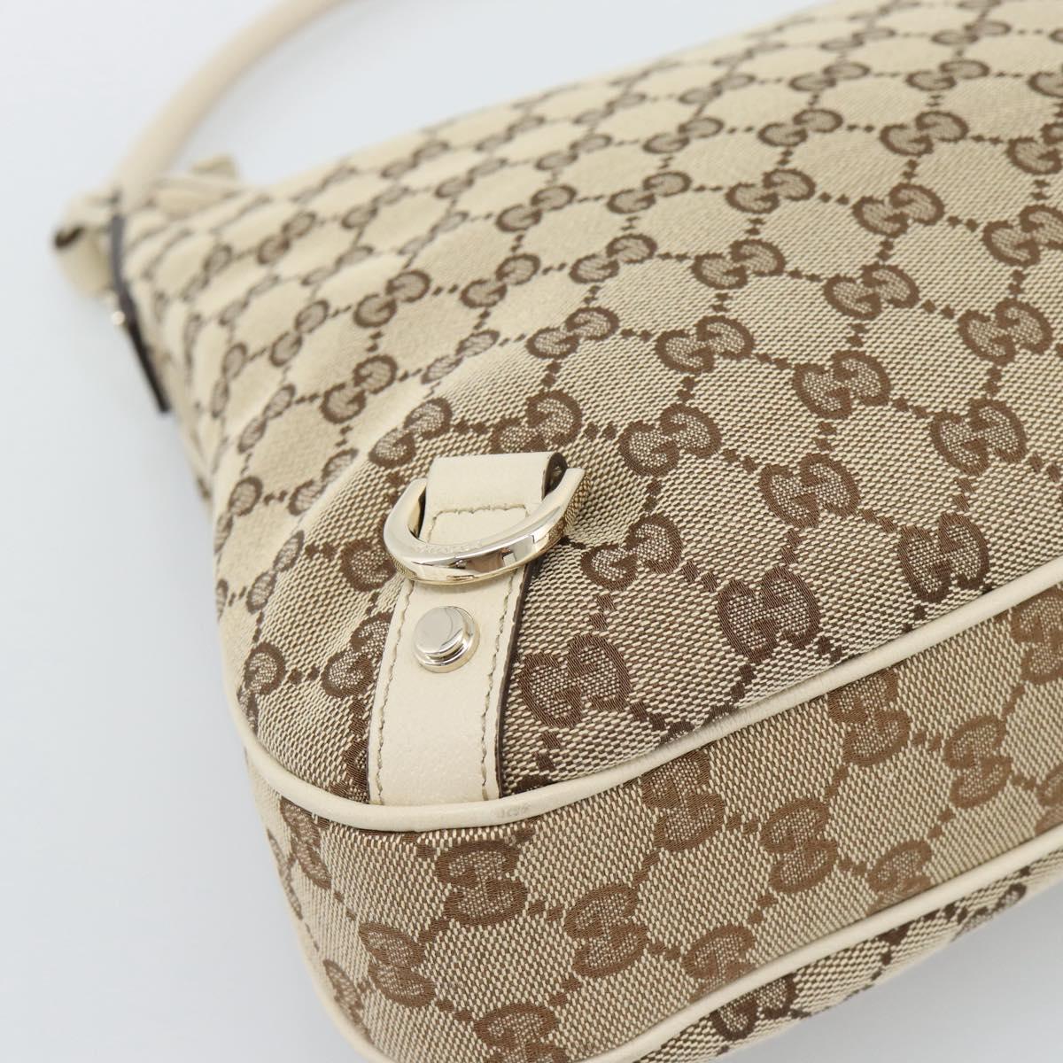 GUCCI GG Canvas Abbey Shoulder Bag Beige Gold 130737 Auth am12216V