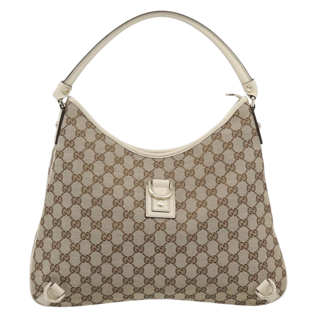 GUCCI GG Canvas Abbey Shoulder Bag Beige Gold 130737 Auth am12216V