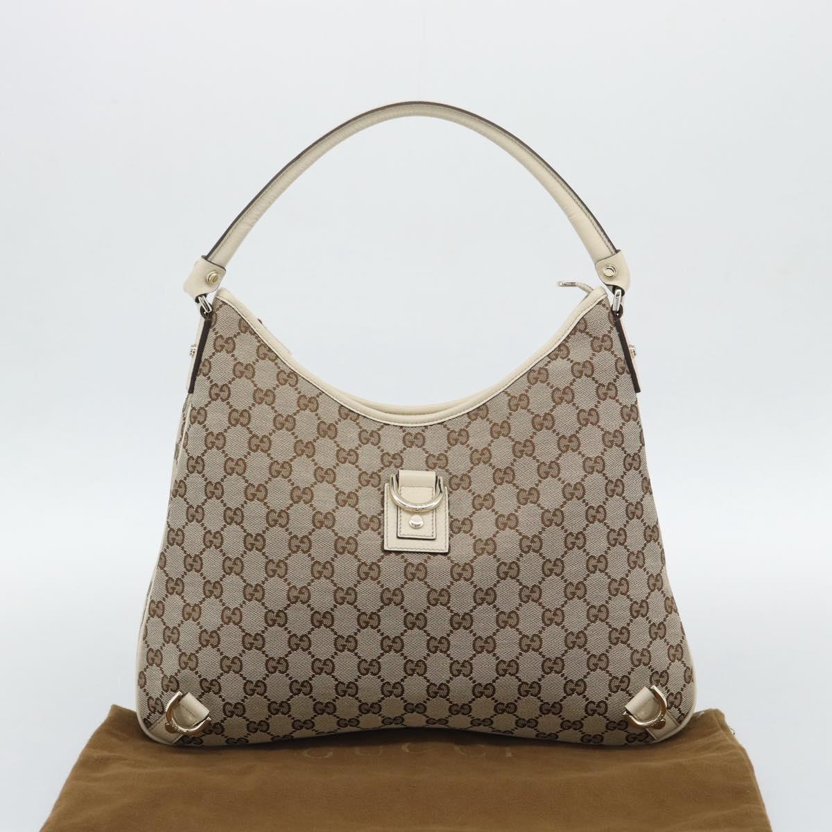 GUCCI GG Canvas Abbey Shoulder Bag Beige Gold 130737 Auth am12216V