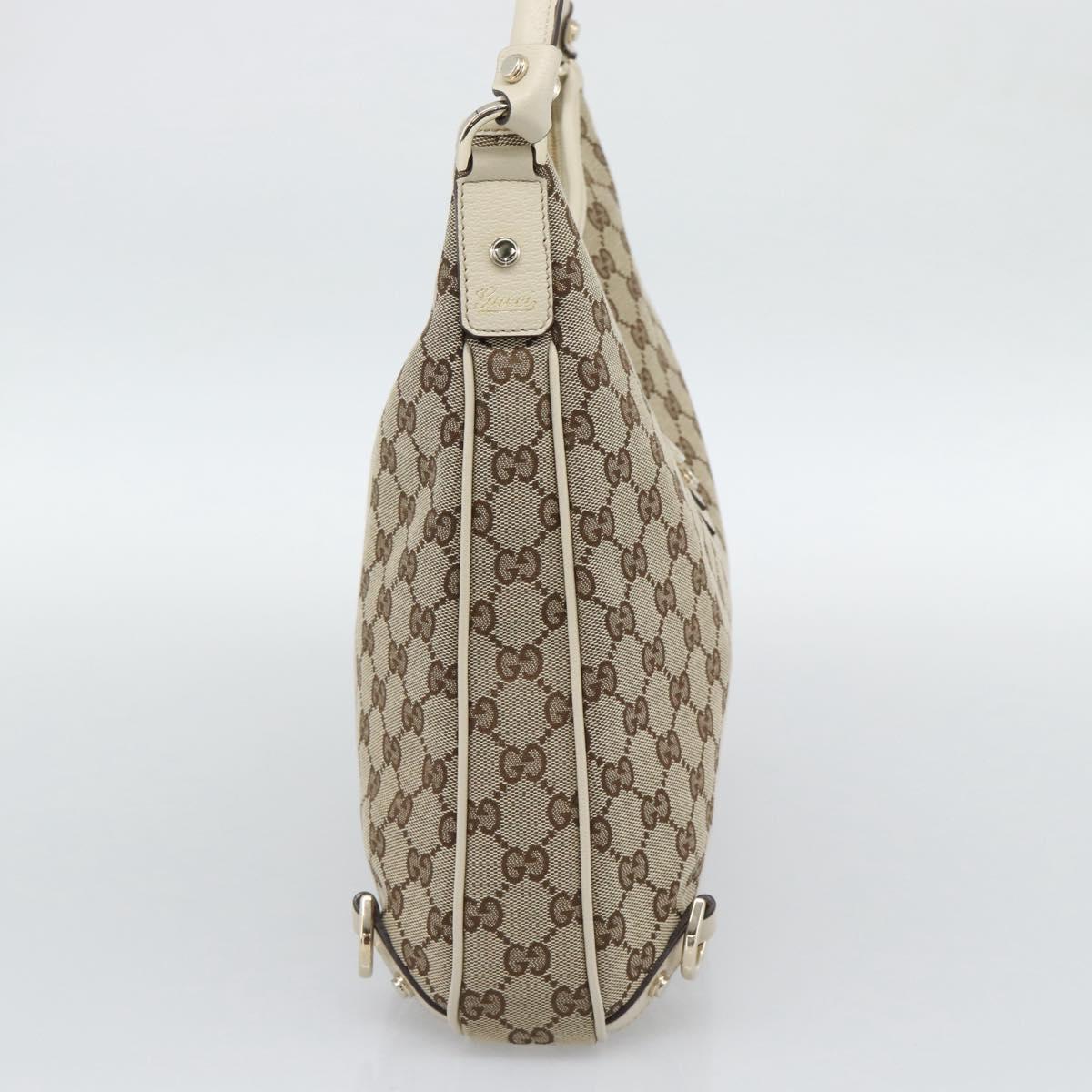 GUCCI GG Canvas Abbey Shoulder Bag Beige Gold 130737 Auth am12216V