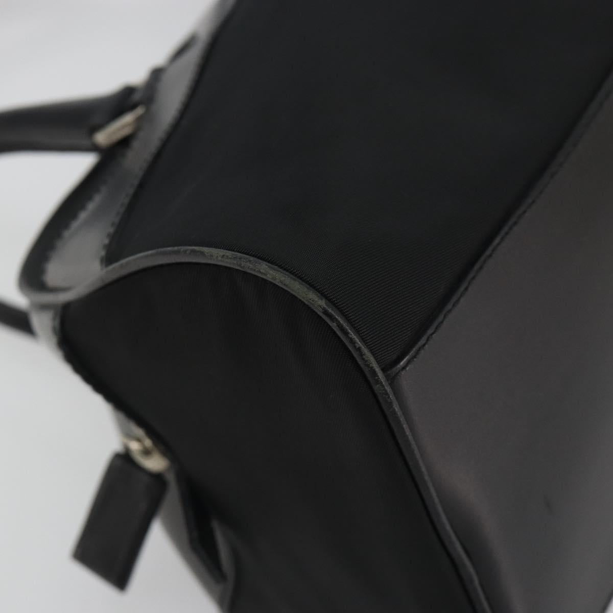 PRADA Hand Bag Nylon Leather Black Silver Auth am12218V