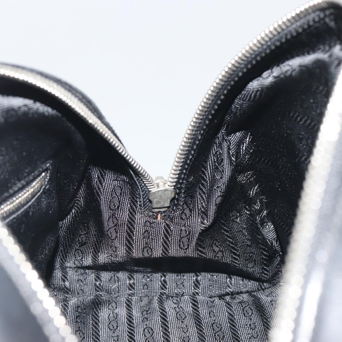PRADA Hand Bag Nylon Leather Black Silver Auth am12218V
