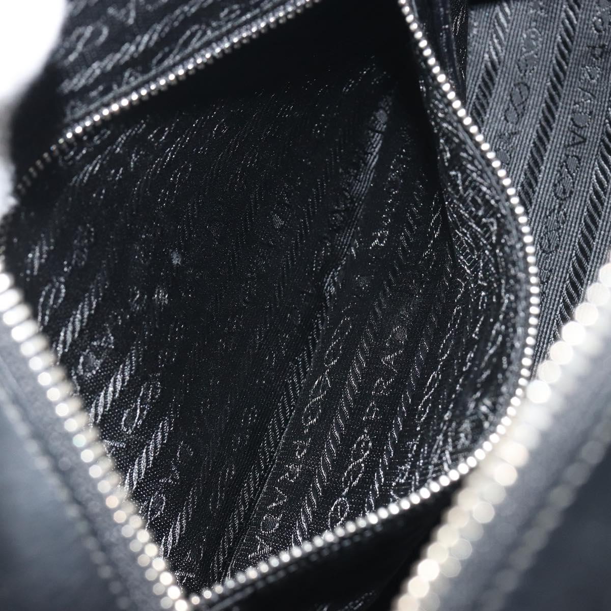 PRADA Hand Bag Nylon Leather Black Silver Auth am12218V