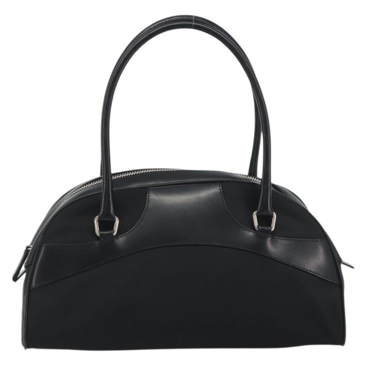 PRADA Hand Bag Nylon Leather Black Silver Auth am12218V