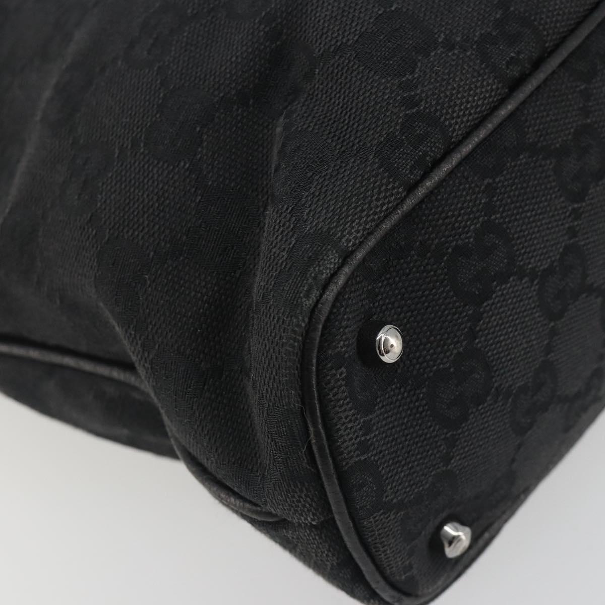 GUCCI GG Canvas Tote Bag Black Silver 113016 Auth am12219A