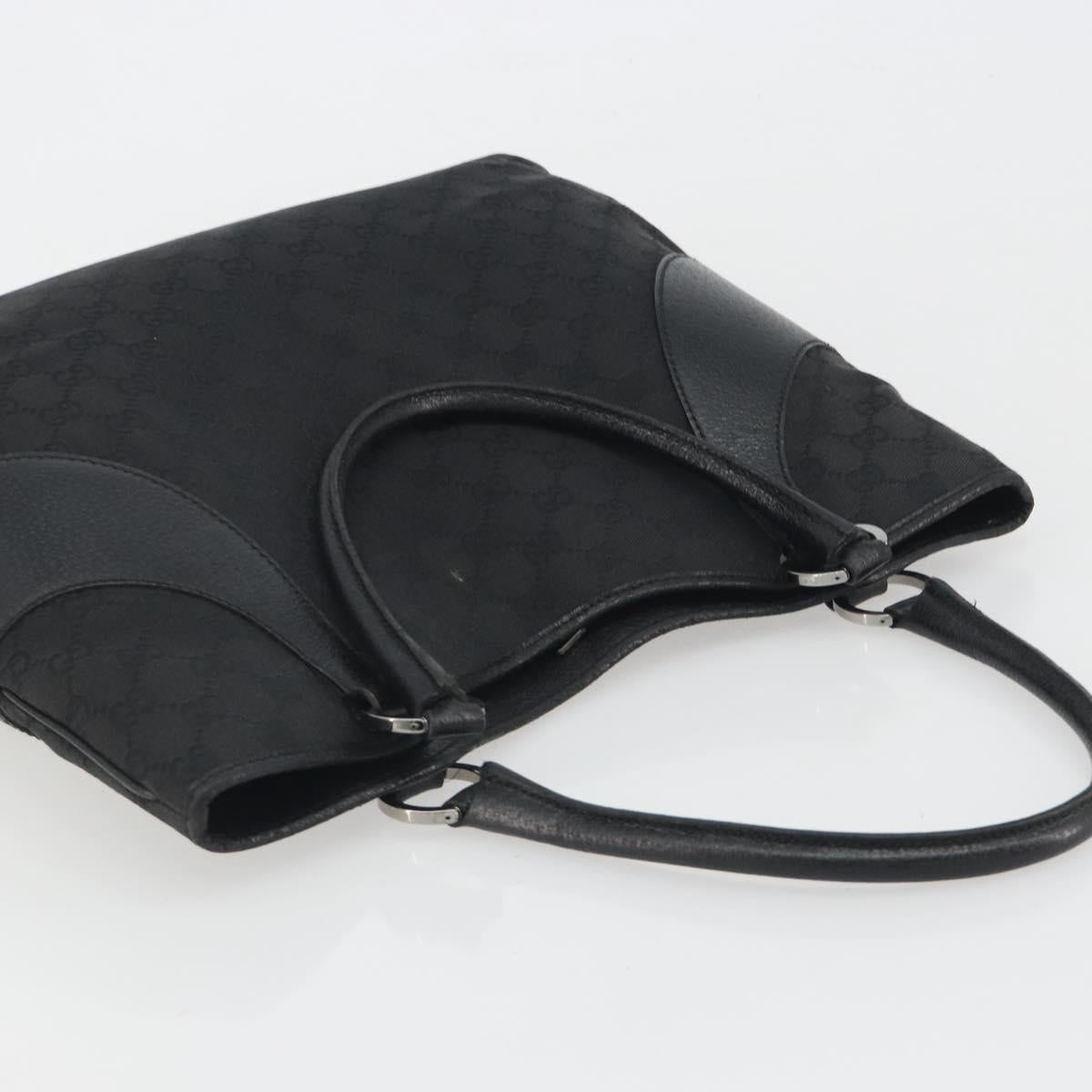 GUCCI GG Canvas Tote Bag Black Silver 113016 Auth am12219A
