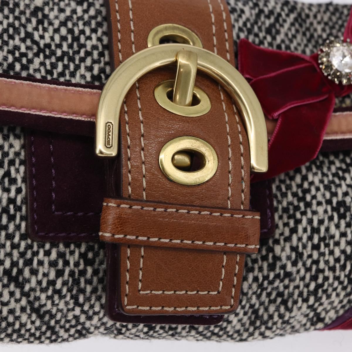 Coach Soho One Belt Hand Bag Tweed Multicolor Gold Auth am12221V