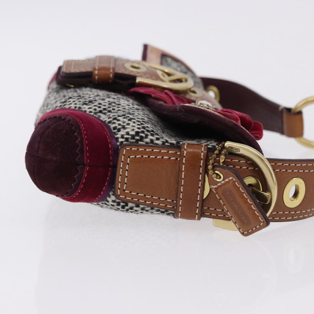 Coach Soho One Belt Hand Bag Tweed Multicolor Gold Auth am12221V