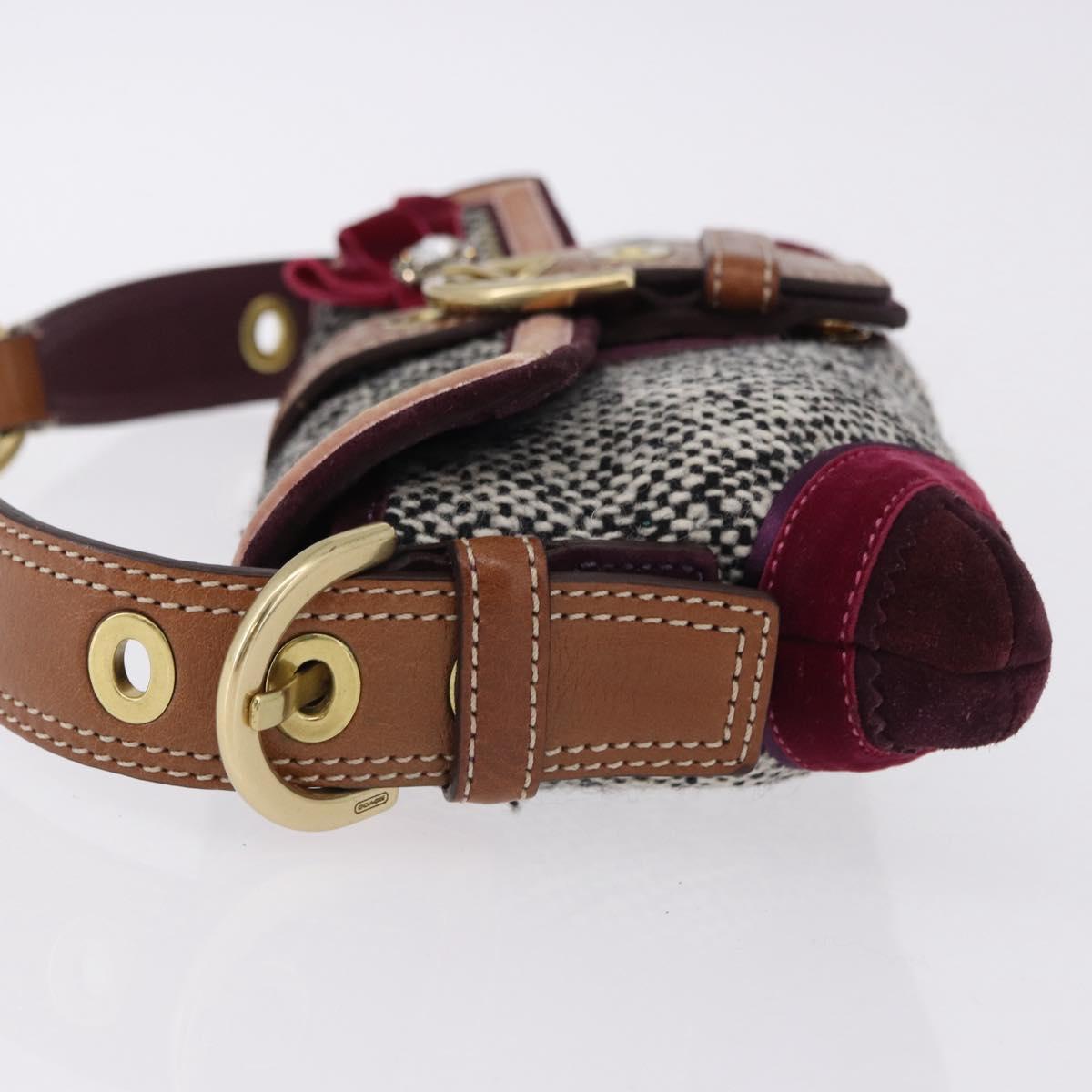 Coach Soho One Belt Hand Bag Tweed Multicolor Gold Auth am12221V