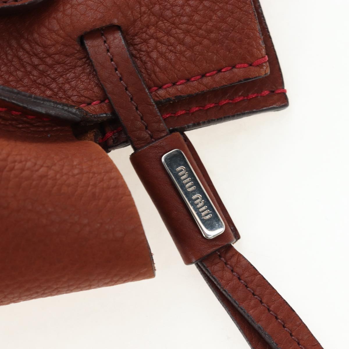 Miu Miu Tote Bag Leather Brown Silver Auth am12225V