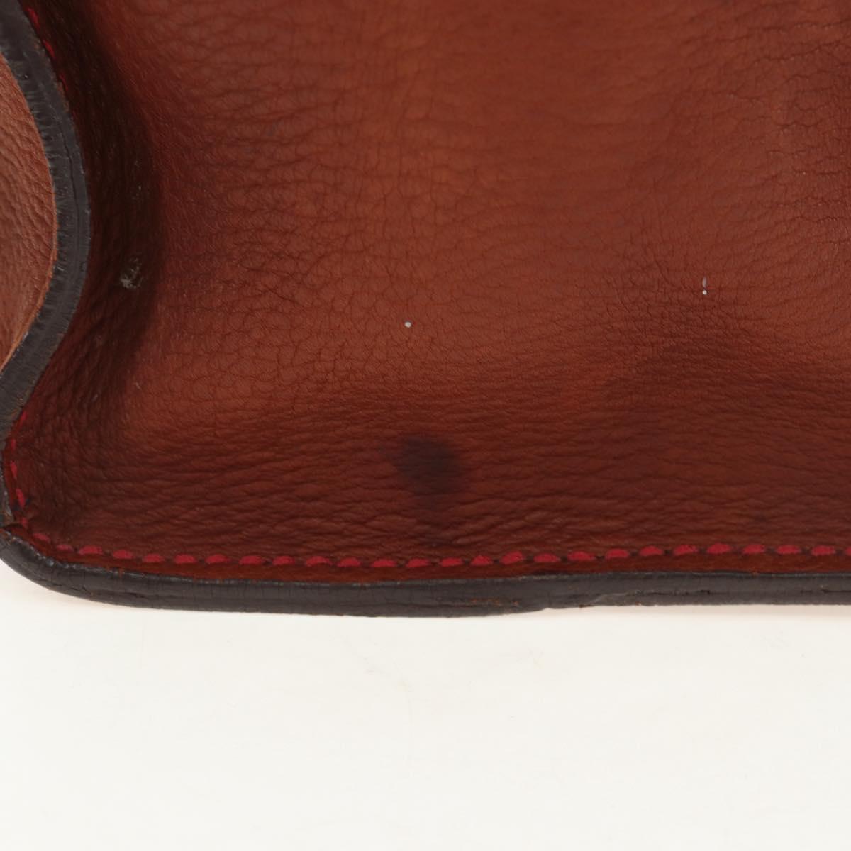 Miu Miu Tote Bag Leather Brown Silver Auth am12225V