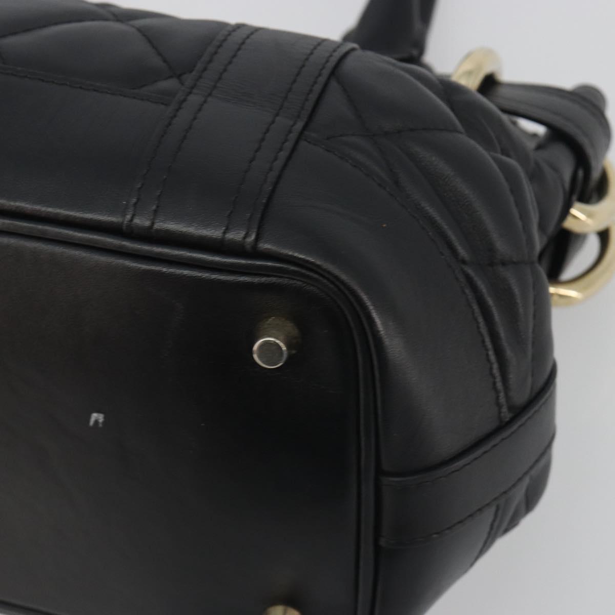 BURBERRY Hand Bag Leather Black Gold Auth am12226V