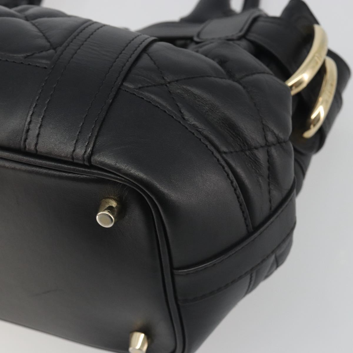 BURBERRY Hand Bag Leather Black Gold Auth am12226V